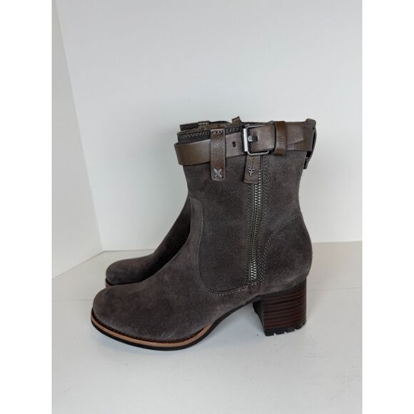 Trask Women's Size 8M Brown Suede Madison Moto Boots Block Heels - Picture 3 of 7